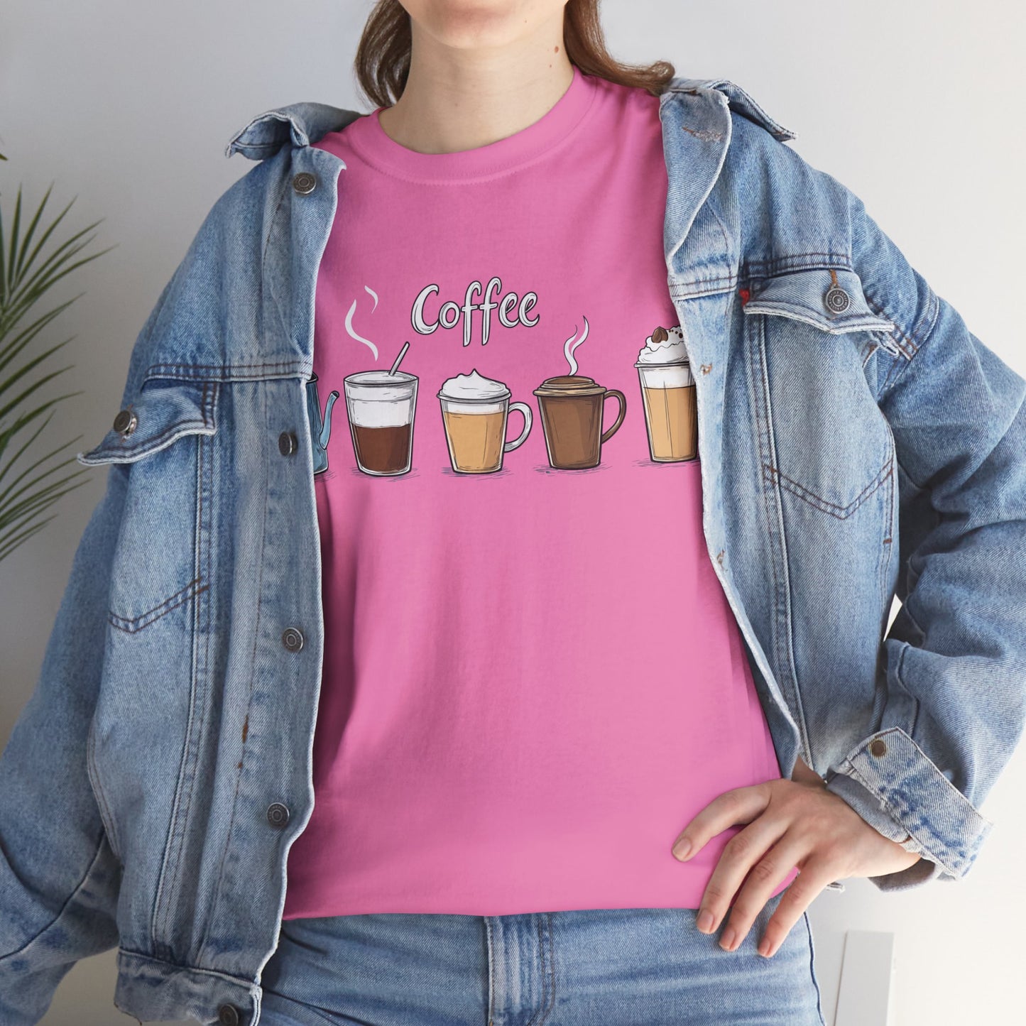 Coffee Cup Pattern Unisex Heavy Cotton Tee - Brewed Patterns Unisex Heavy Cotton Tee