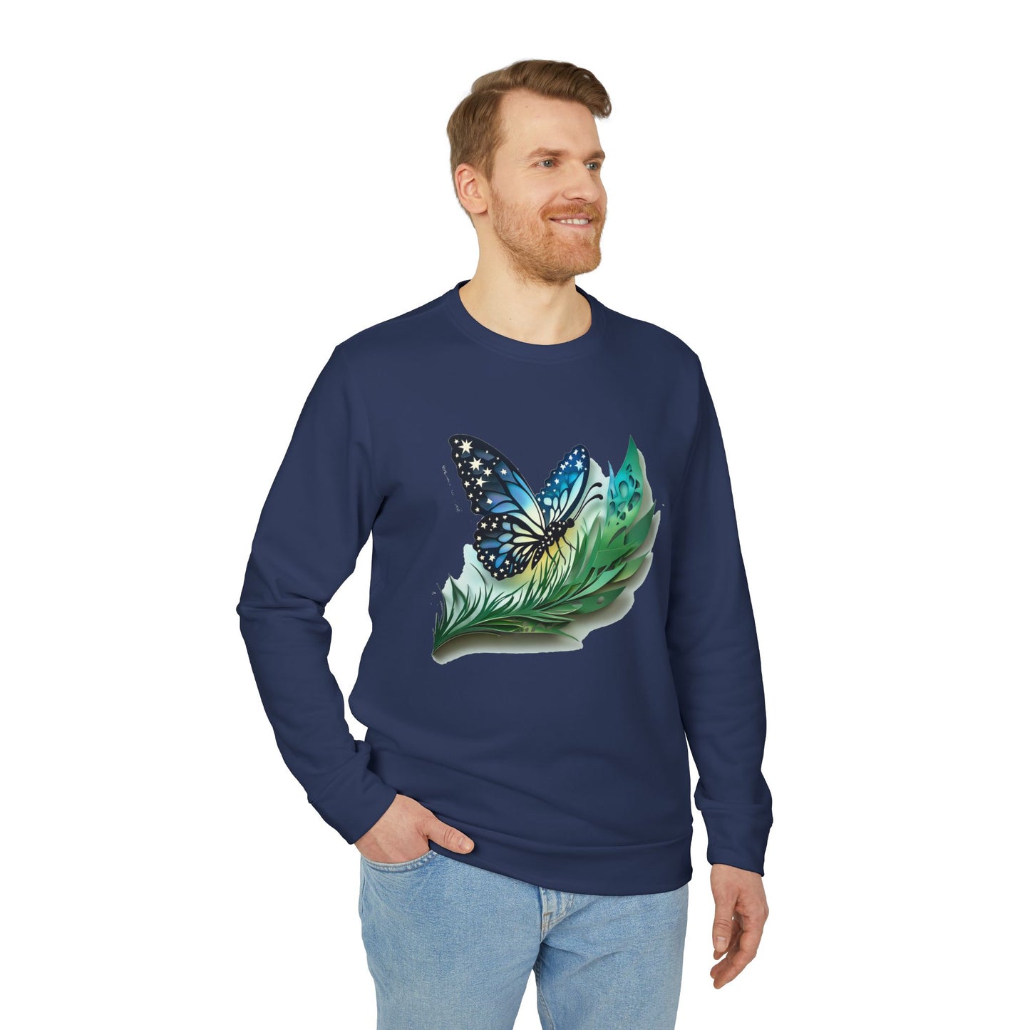 Butterfly Adidas Unisex Fleece Crewneck Sweatshirt
