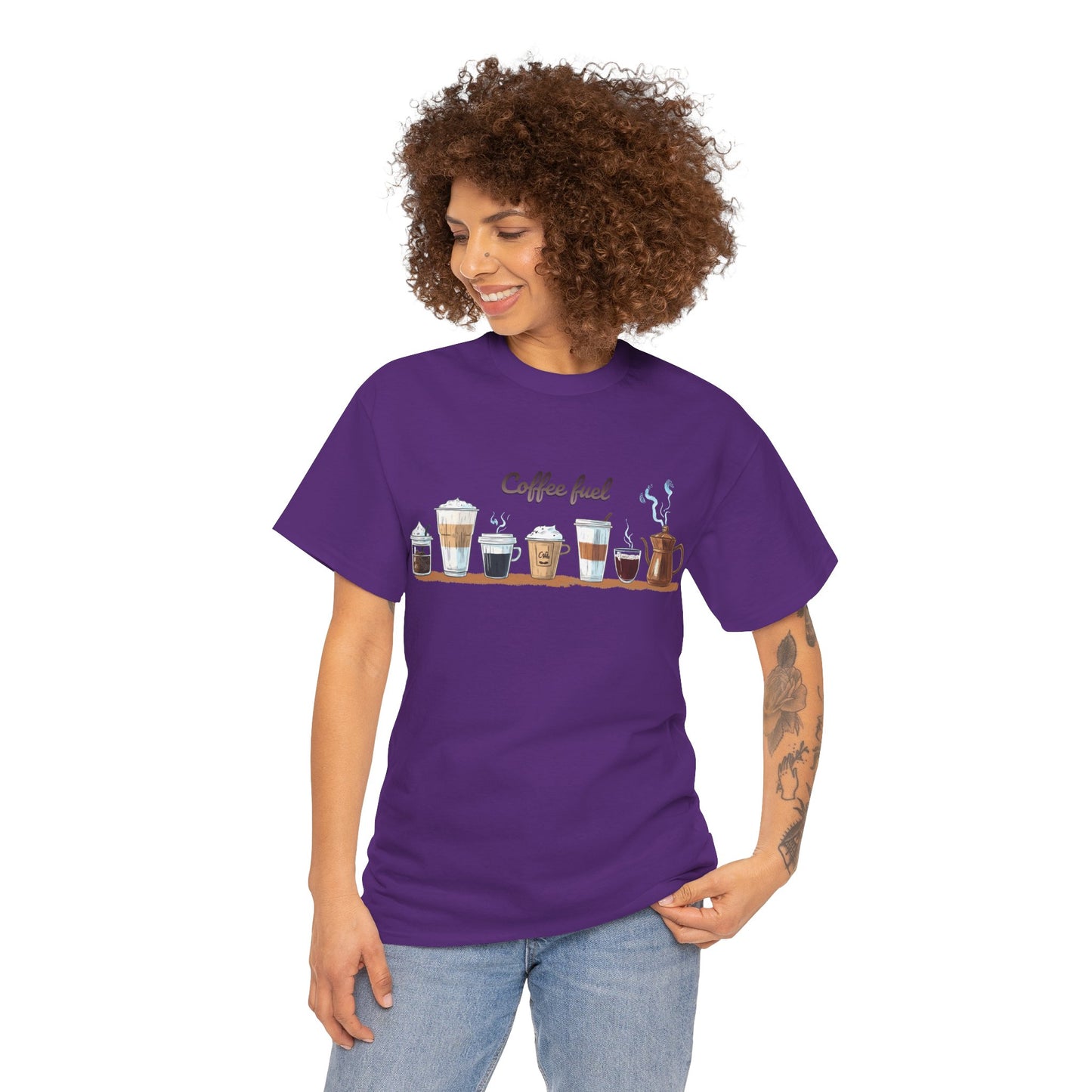 Coffee Cups T-shirt - Unisex Heavy Cotton Tee