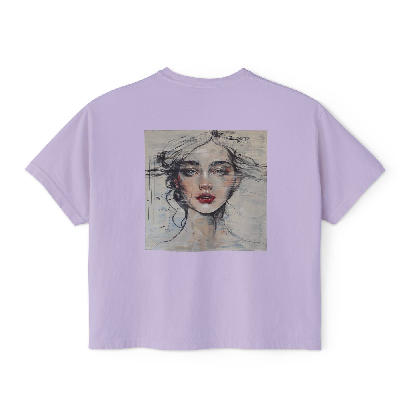 Artistic Women's Boxy Tee - Modern Graphic Top for Casual Style