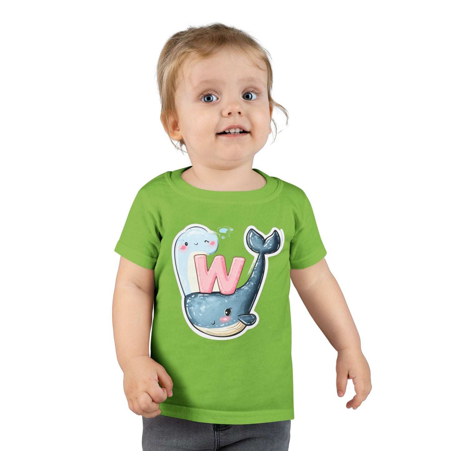 Cute Whale & Ghost Letter W Toddler T-Shirt – Fun Kids Apparel for Learning & Play