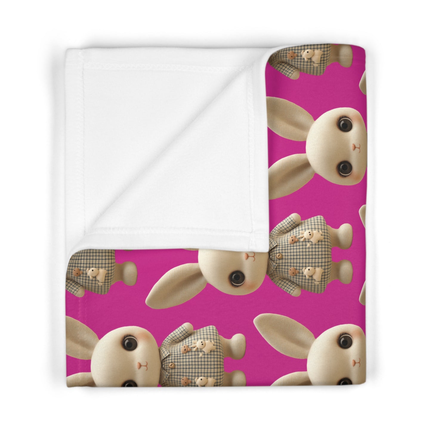 Soft Pink Fleece Baby Blanket - Rabbit Baby Blanket