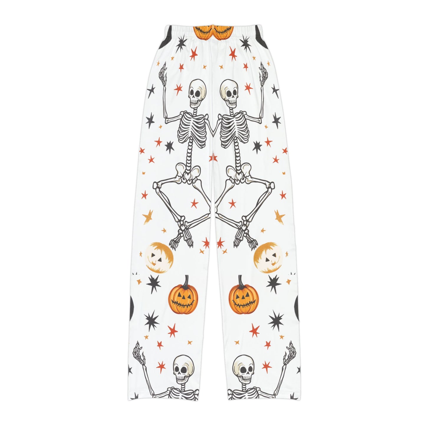 Halloween Kids Pajama Pants - Halloween-Themed Dancing Skeletons and Pumpkins Pajama Pants