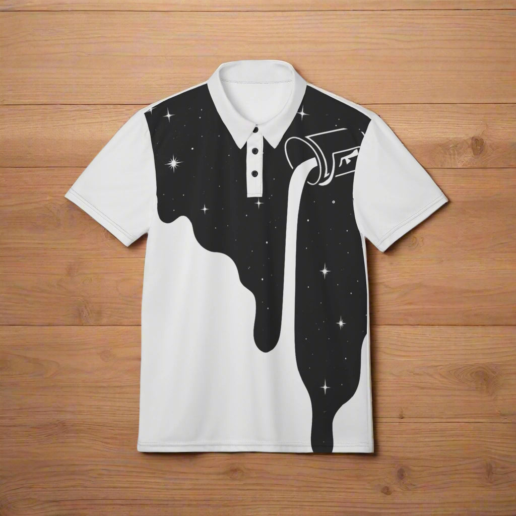 Cosmic Drip Men's Polo Shirt - Stylish Space-Themed Apparel for Casual Days