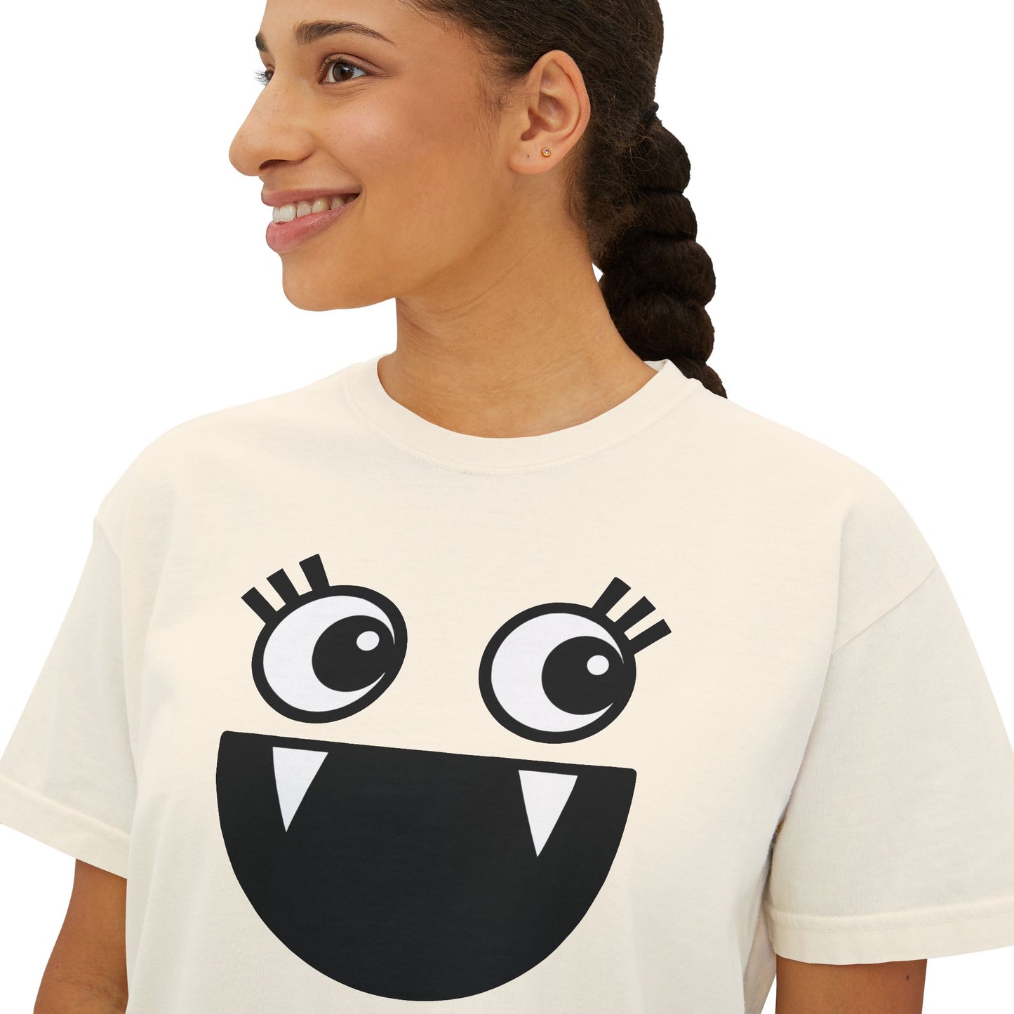 Cute Monster Women's Boxy Tee - Playful Graphic T-Shirt for Fun Style
