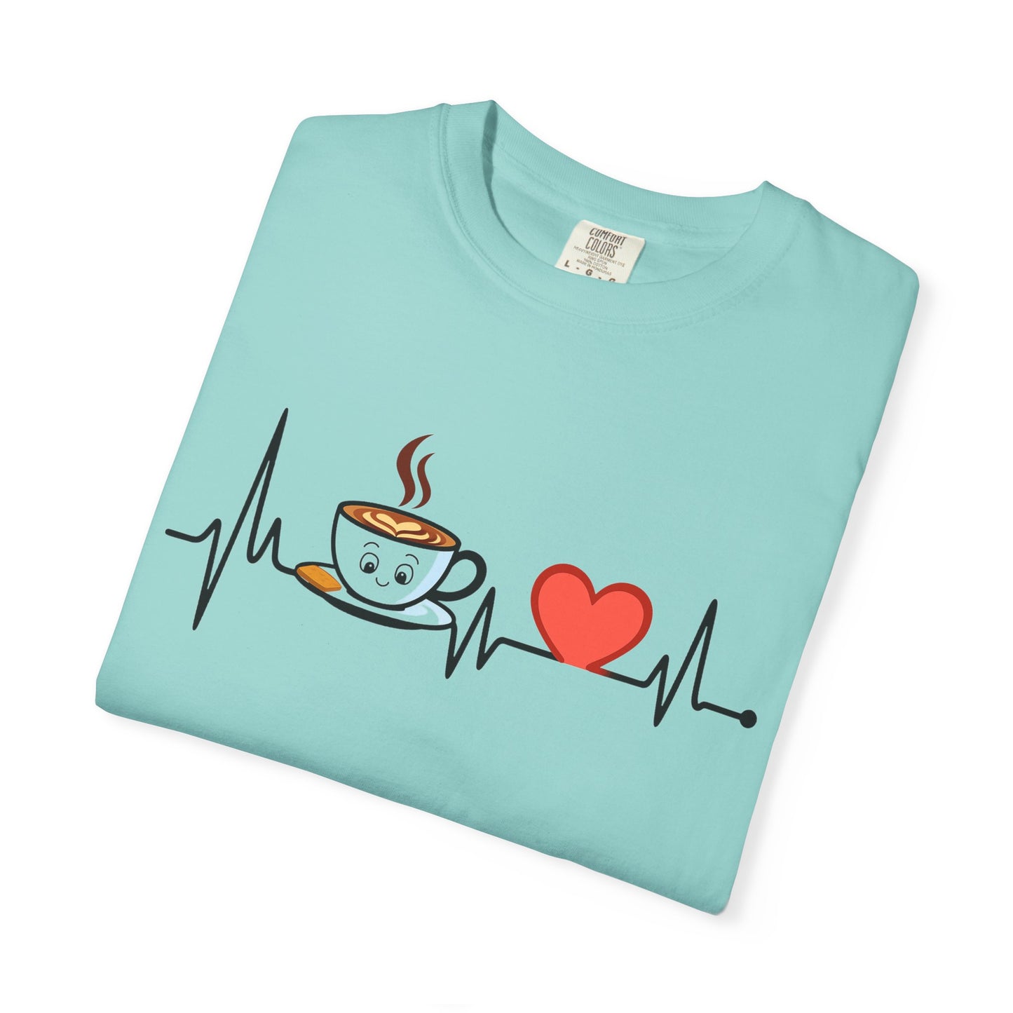 Cute Coffee Heartbeat T-Shirt, Unisex Tee for Coffee Lovers, Gift for Baristas, Casual Wear, Perfect for Birthdays and Holidays