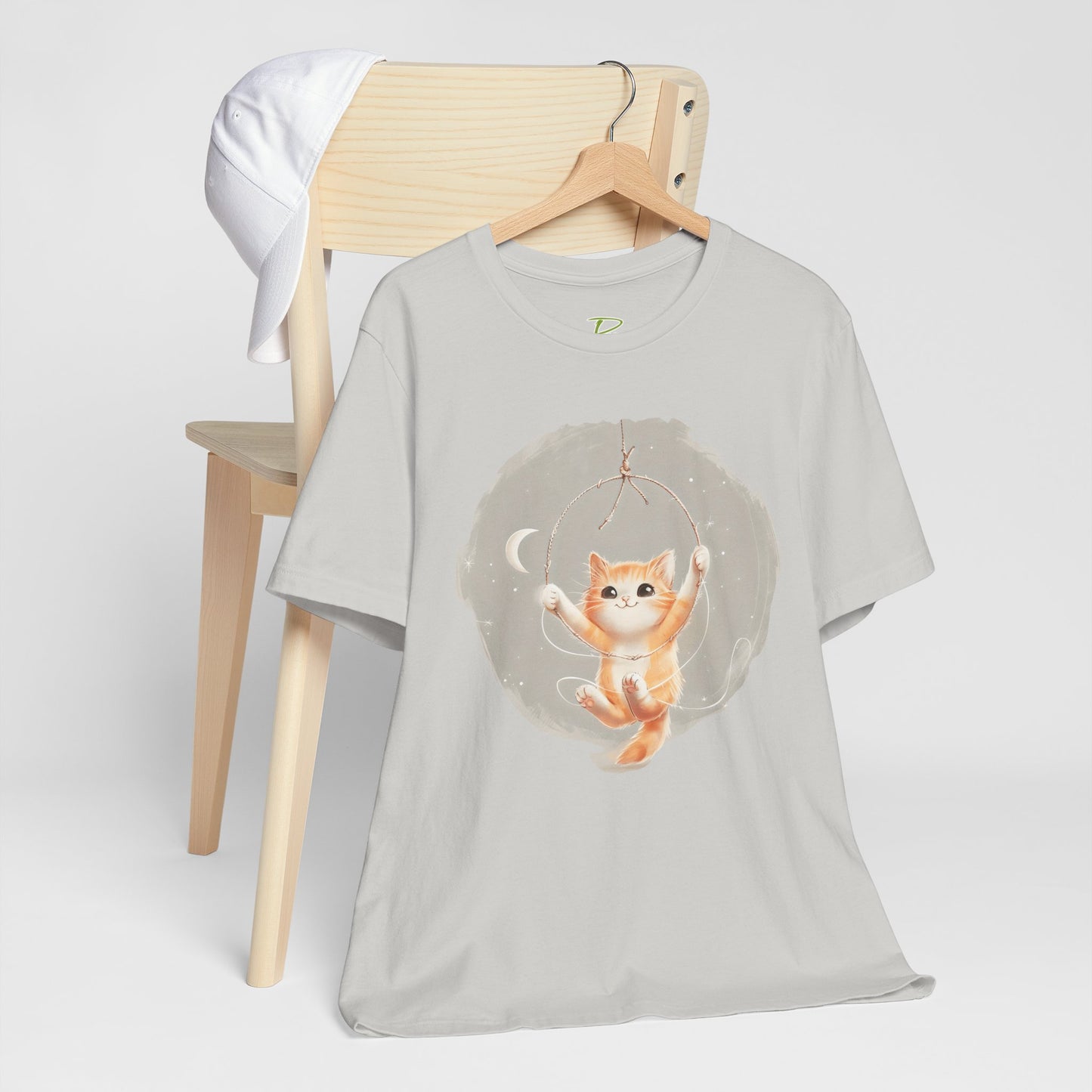 Cute Smiling Cat Cartoon T-shirt - Lightweight Fabric Tee