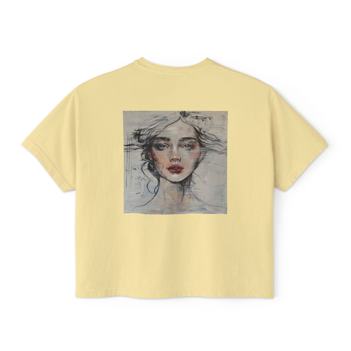 Artistic Women's Boxy Tee - Modern Graphic Top for Casual Style