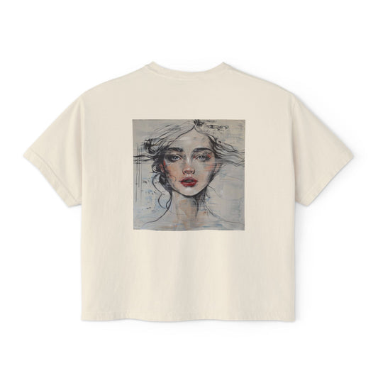 Artistic Women's Boxy Tee - Modern Graphic Top for Casual Style