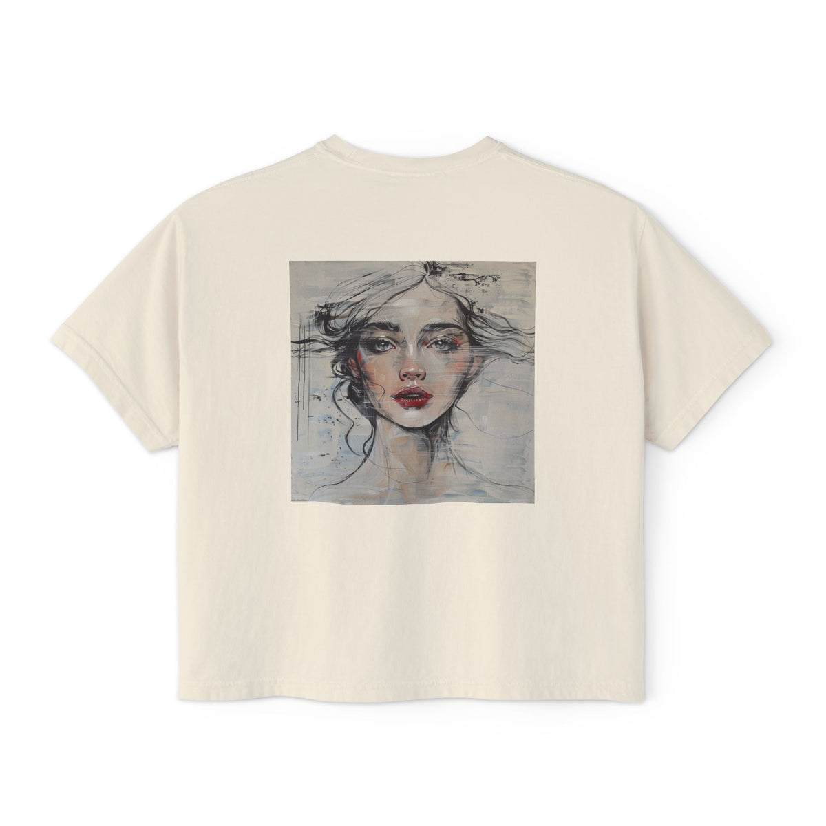 Artistic Women's Boxy Tee - Modern Graphic Top for Casual Style