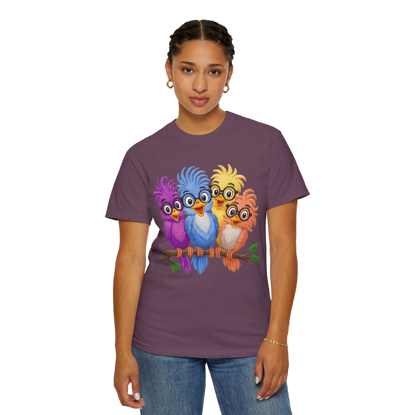 Colorful Bird Friends Women's T-Shirt - Fun & Playful Graphic Tee
