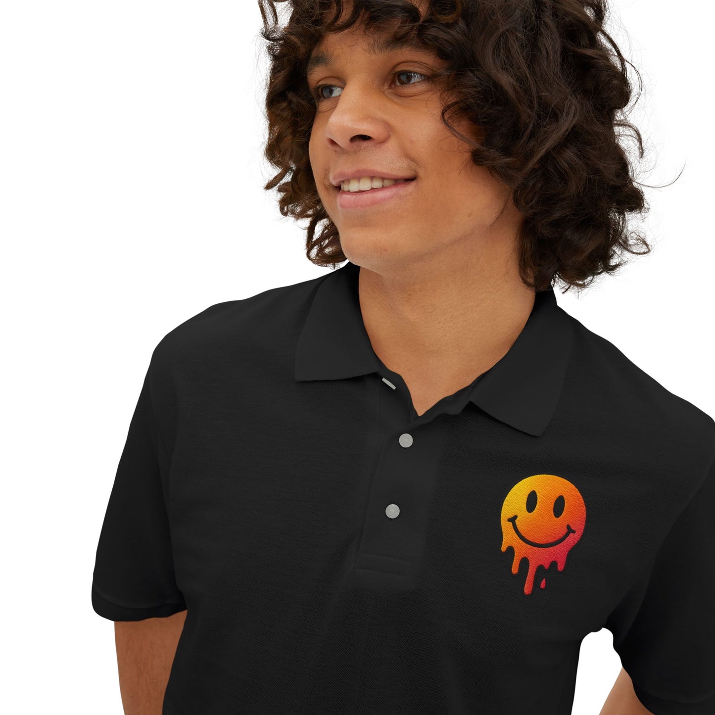 Smiley Face Men's Piqué Polo - Casual and Trendy Graphic Polo Shirt