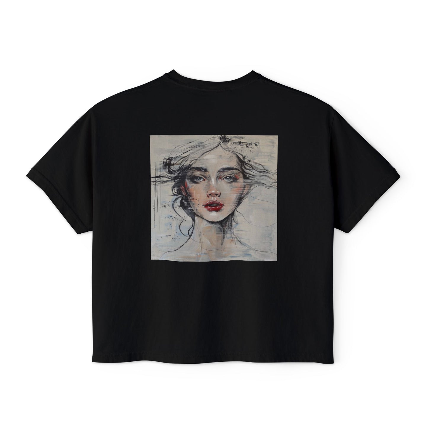 Artistic Women's Boxy Tee - Modern Graphic Top for Casual Style