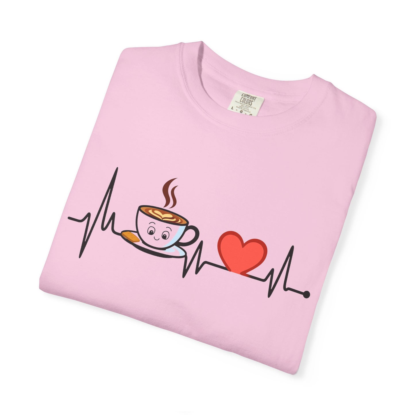 Cute Coffee Heartbeat T-Shirt, Unisex Tee for Coffee Lovers, Gift for Baristas, Casual Wear, Perfect for Birthdays and Holidays