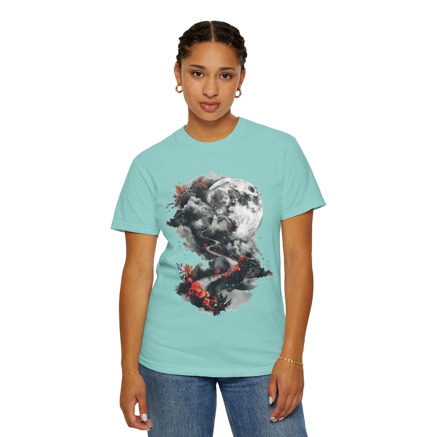 Artistic Moonlit T-Shirt - Soft Unisex Tee, Gift for Nature Lovers, Casual Wear, Boho Style, Handmade Gift