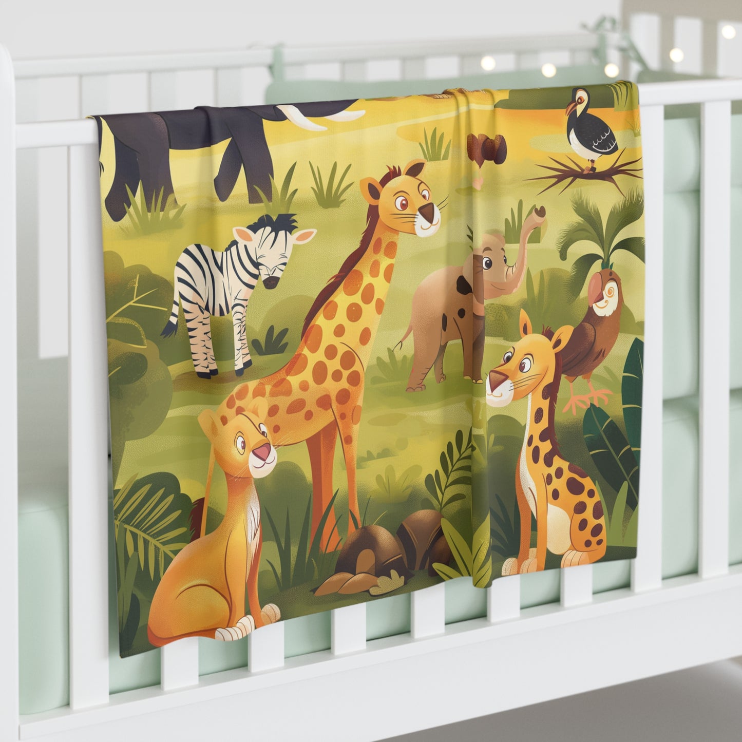 Baby Swaddle Blanket with Cute African Savannah Animals Design