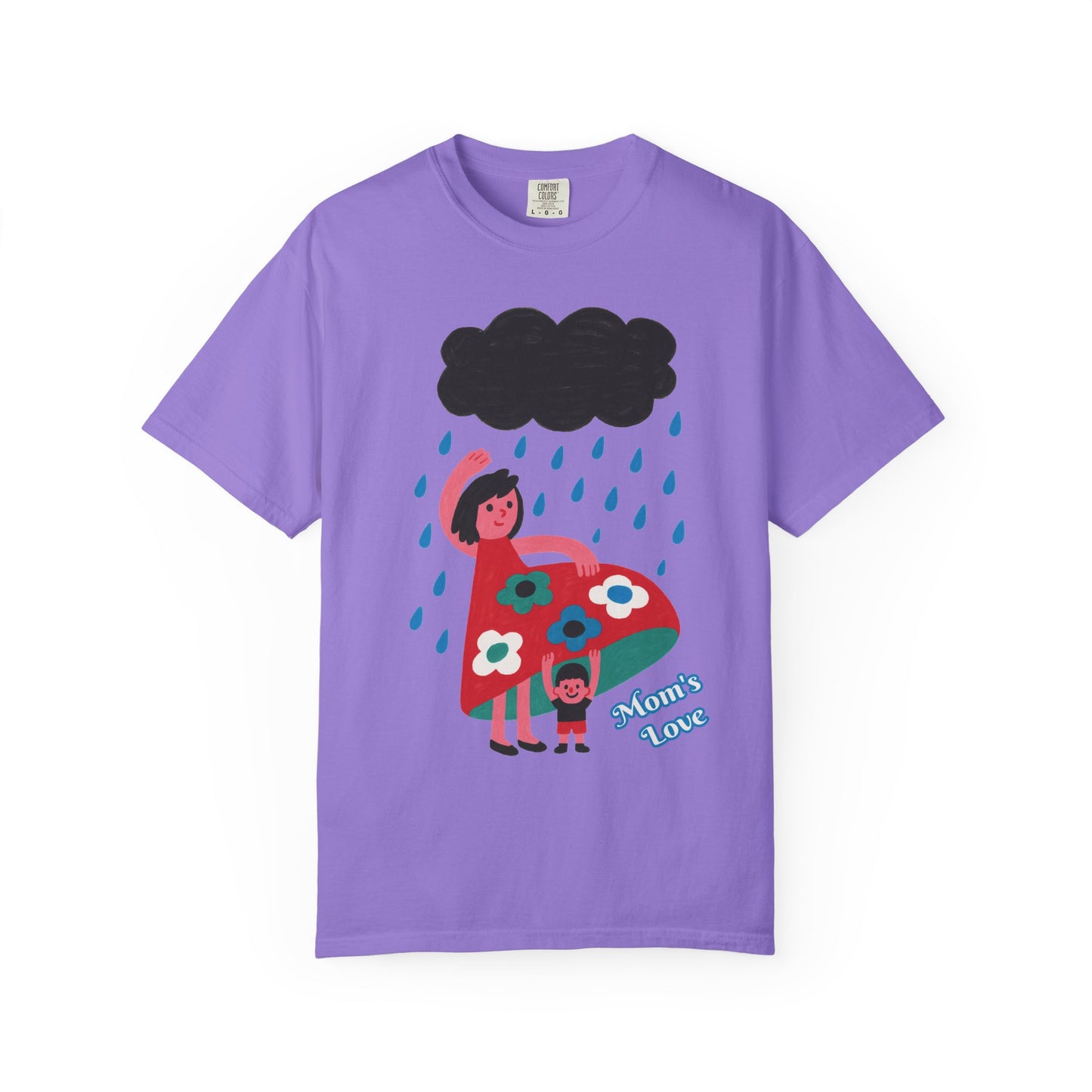 Colorful Rainy Day Unisex T-Shirt - Whimsical Design Featuring Flowers & Clouds - Mother's day Gift - Birthday Gift