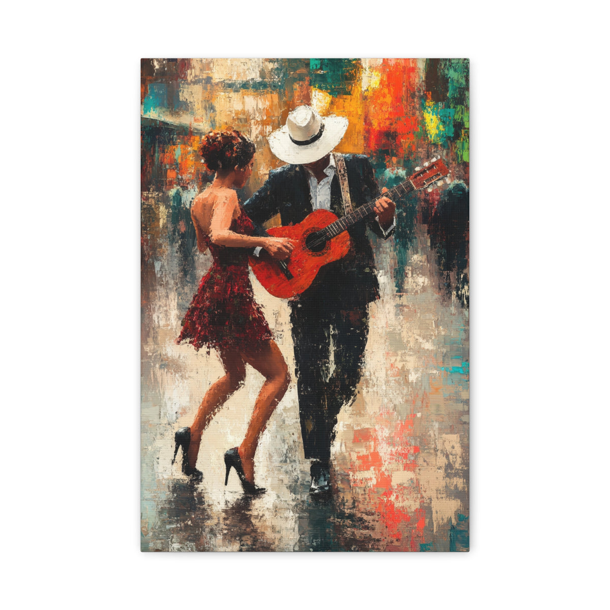 Romantic dance couple canvas wall art.