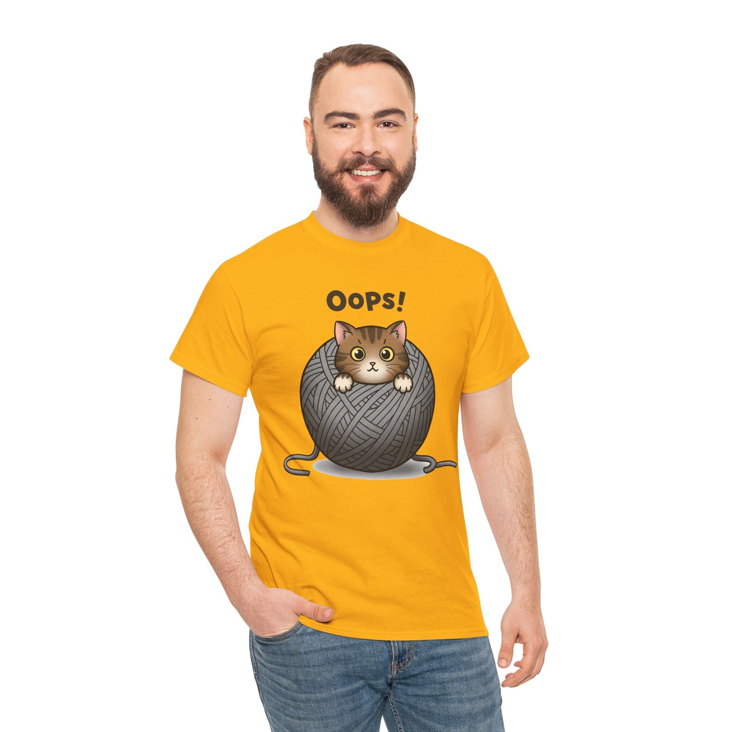 Cotton Tee with Cute Cat Design - 'Oops!' Humor for Cat Lovers
