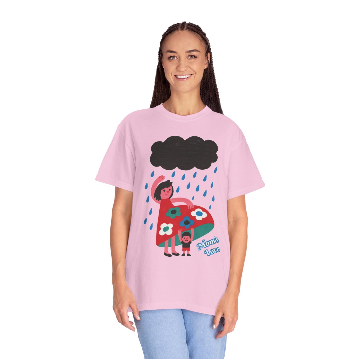 Colorful Rainy Day Unisex T-Shirt - Whimsical Design Featuring Flowers & Clouds - Mother's day Gift - Birthday Gift