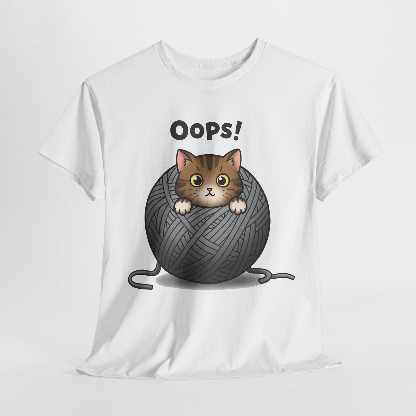 Cotton Tee with Cute Cat Design - 'Oops!' Humor for Cat Lovers