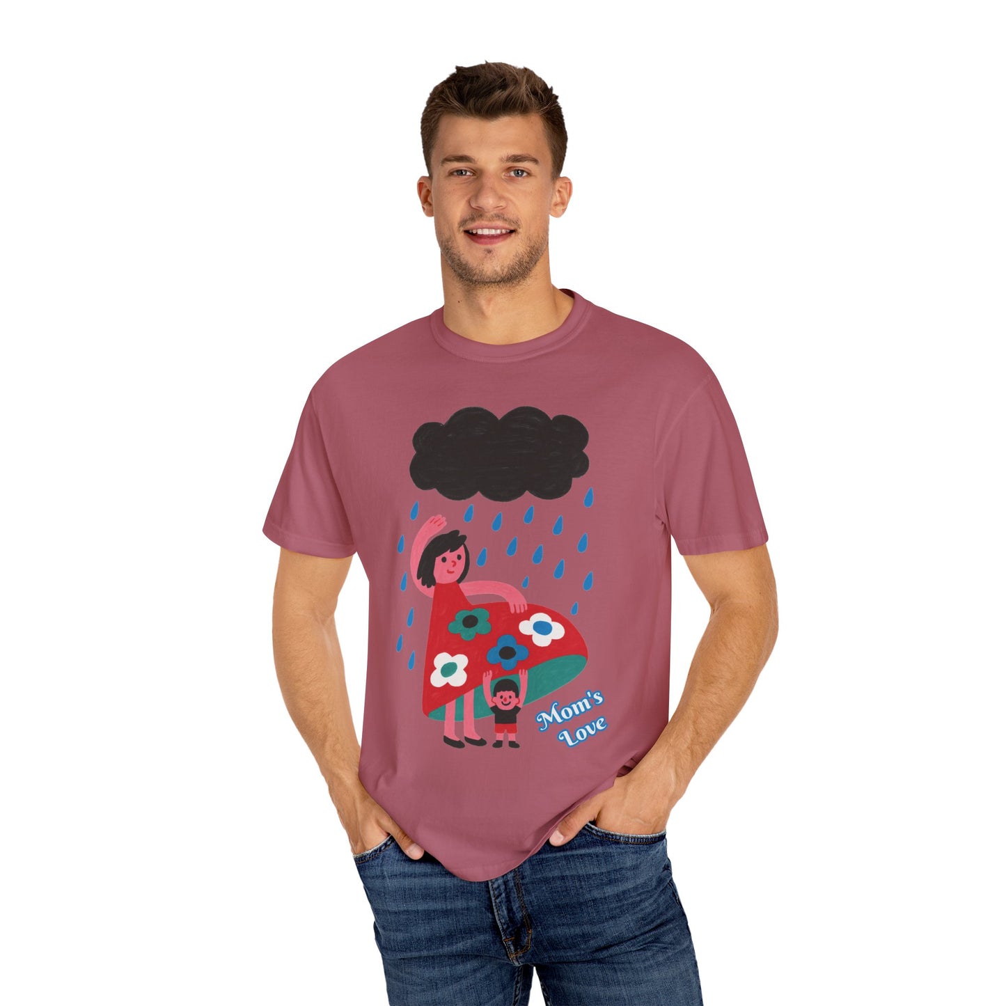 Colorful Rainy Day Unisex T-Shirt - Whimsical Design Featuring Flowers & Clouds - Mother's day Gift - Birthday Gift