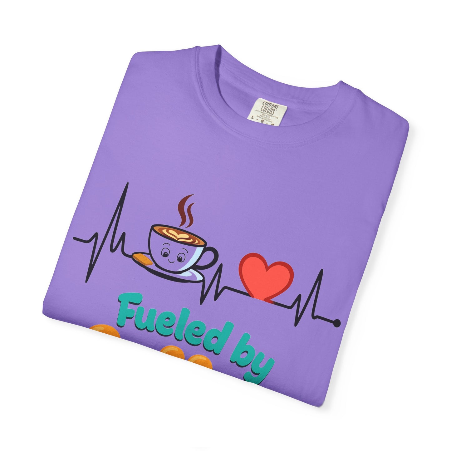 Fueled by Coffee & Love T-Shirt, Cute Coffee Lover Tee, Unisex Graphic Tee, Gift for Coffee Addicts, Casual Everyday Wear