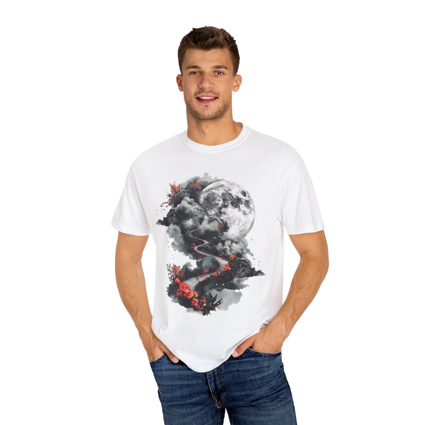 Artistic Moonlit T-Shirt - Soft Unisex Tee, Gift for Nature Lovers, Casual Wear, Boho Style, Handmade Gift