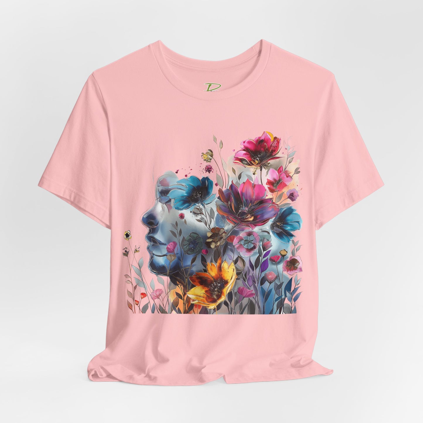 Floral Watercolor T-shirt for Women - Vibrant Artistic Tee - Lightweight Fabric Tee