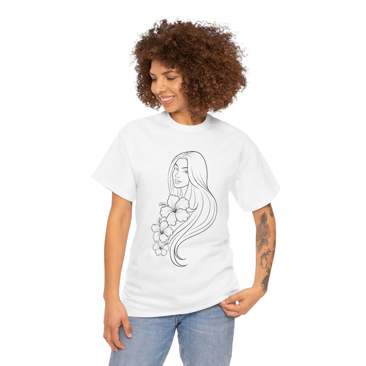 Floral Princess Cotton Tee - Chic Casual Wear - Birthday Gift - Mother's Day Gift