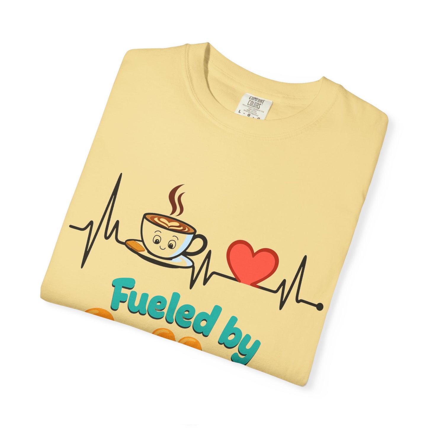 Fueled by Coffee & Love T-Shirt, Cute Coffee Lover Tee, Unisex Graphic Tee, Gift for Coffee Addicts, Casual Everyday Wear