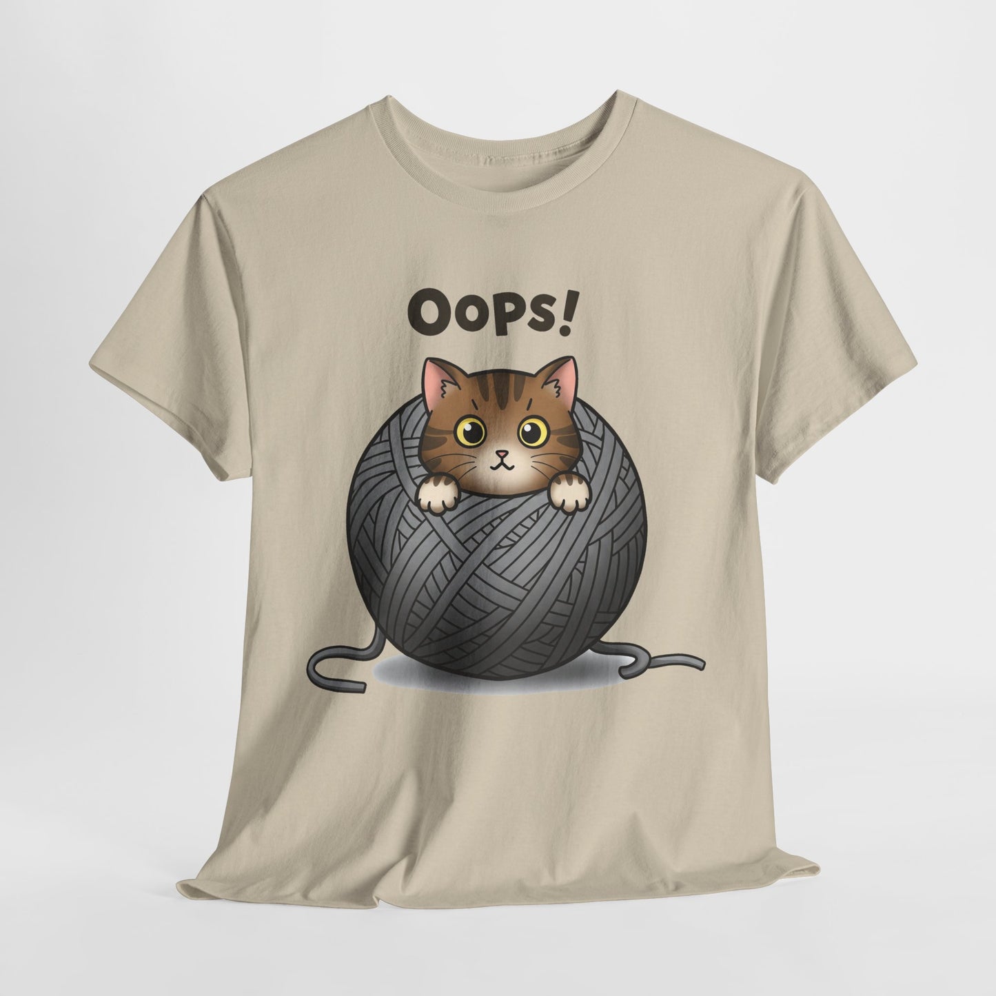 Cotton Tee with Cute Cat Design - 'Oops!' Humor for Cat Lovers