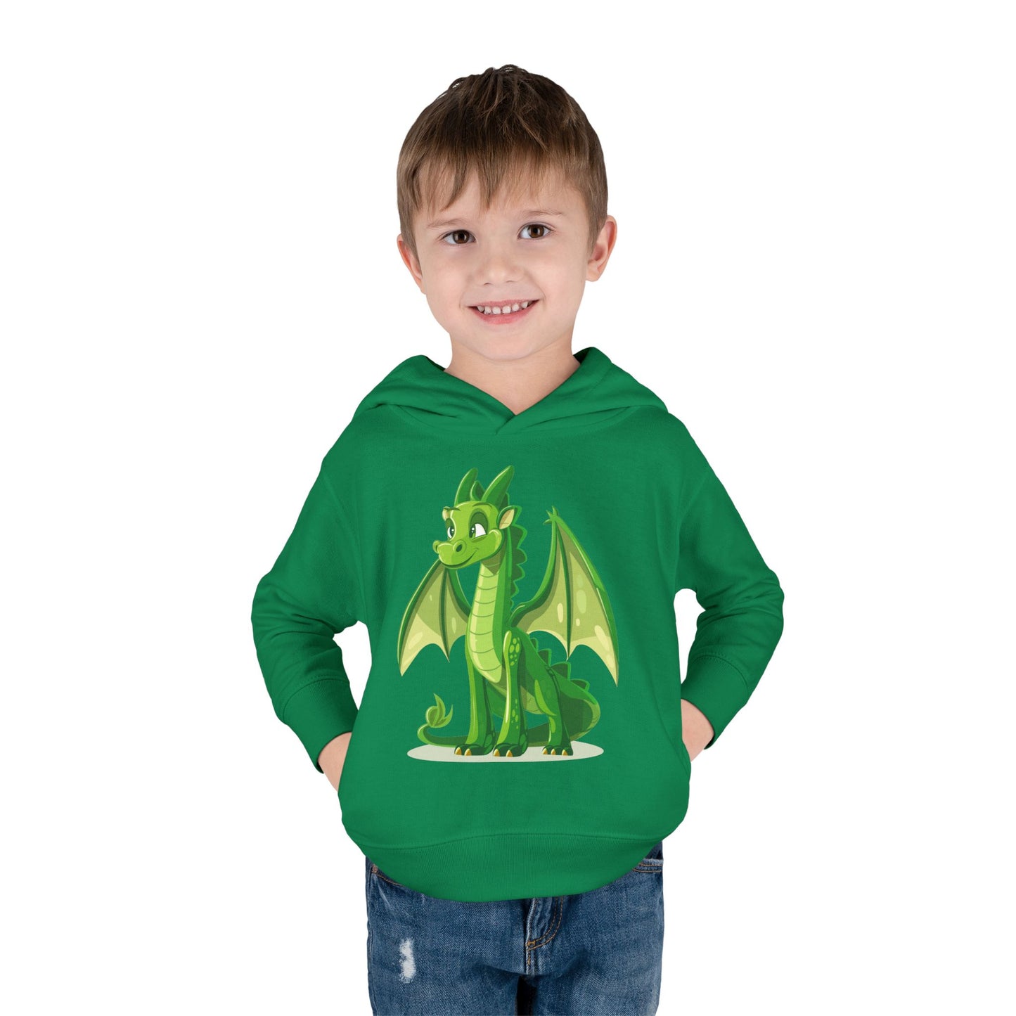 Toddler Pullover Fleece Hoodie - Cute Cartoon Dragon Design Hoodie