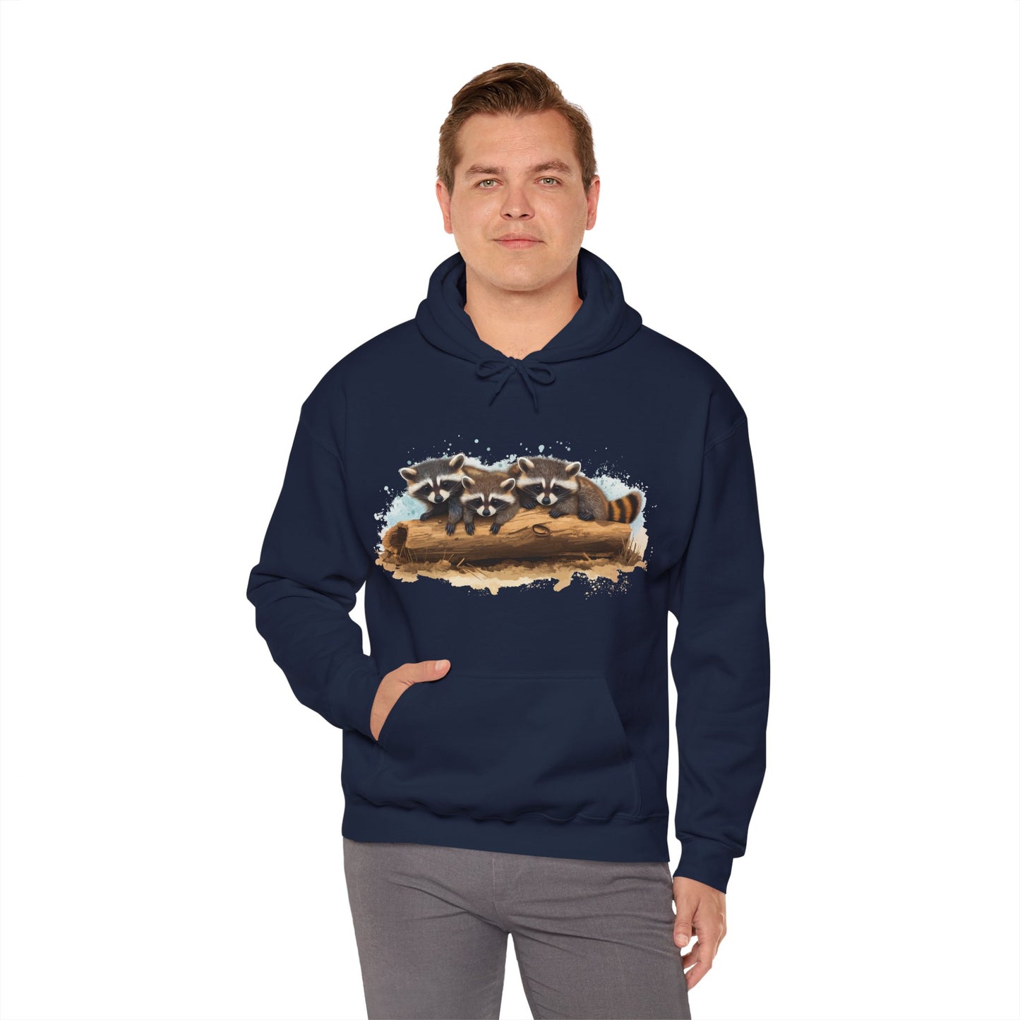 Cozy Raccoon Hooded Sweatshirt - Unisex Heavy Blend™- Raccoon in hoodie - Raccoon Hoodie with ears