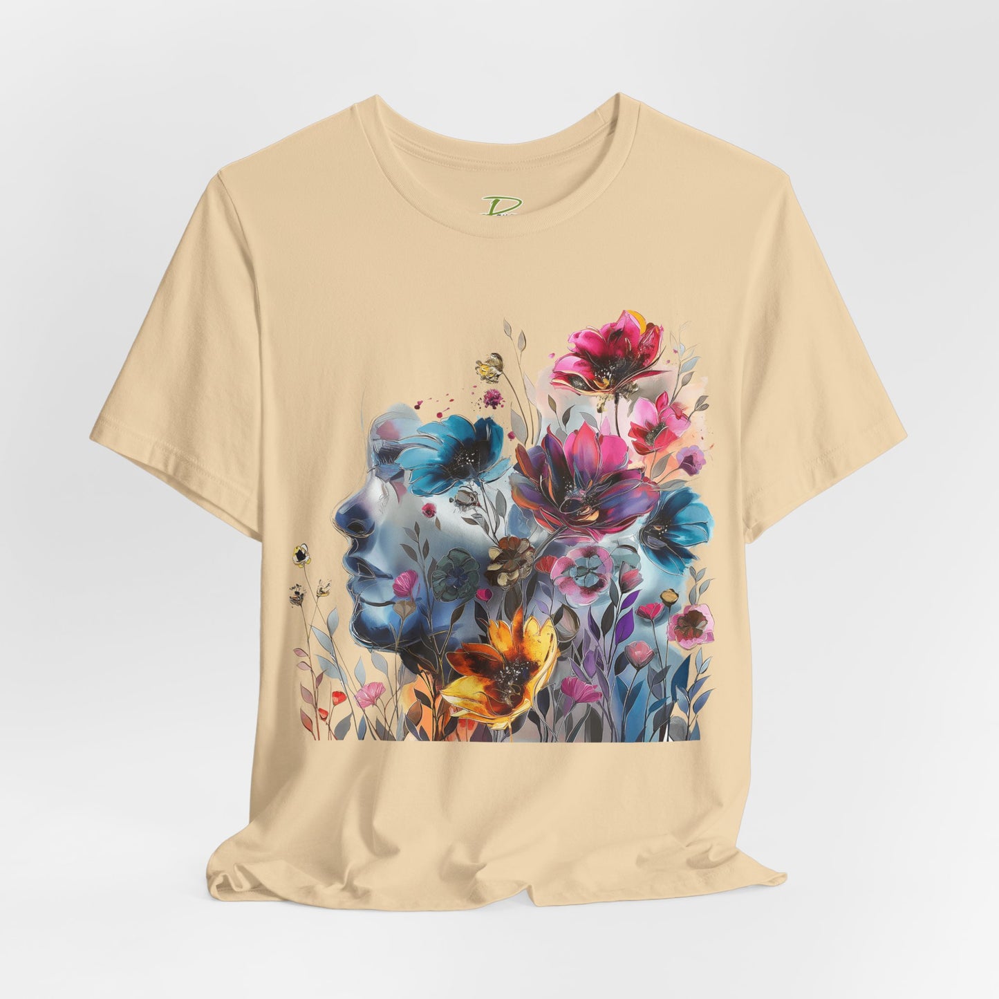 Floral Watercolor T-shirt for Women - Vibrant Artistic Tee - Lightweight Fabric Tee