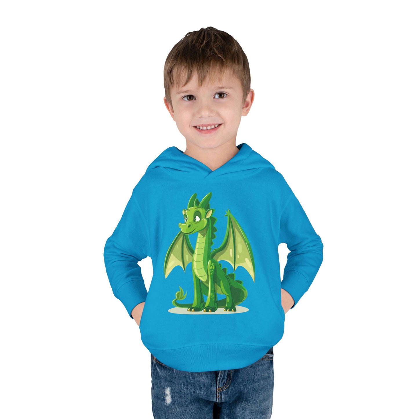 Toddler Pullover Fleece Hoodie - Cute Cartoon Dragon Design Hoodie