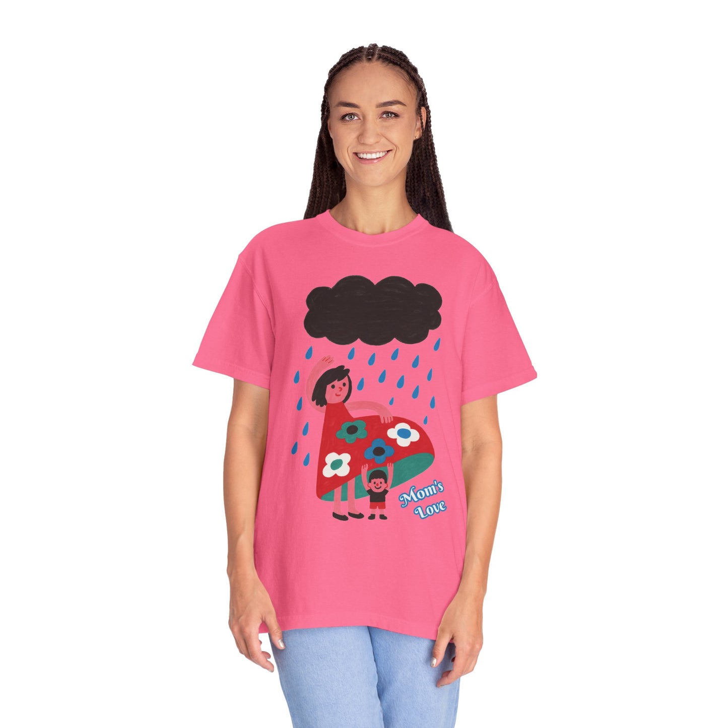 Colorful Rainy Day Unisex T-Shirt - Whimsical Design Featuring Flowers & Clouds - Mother's day Gift - Birthday Gift