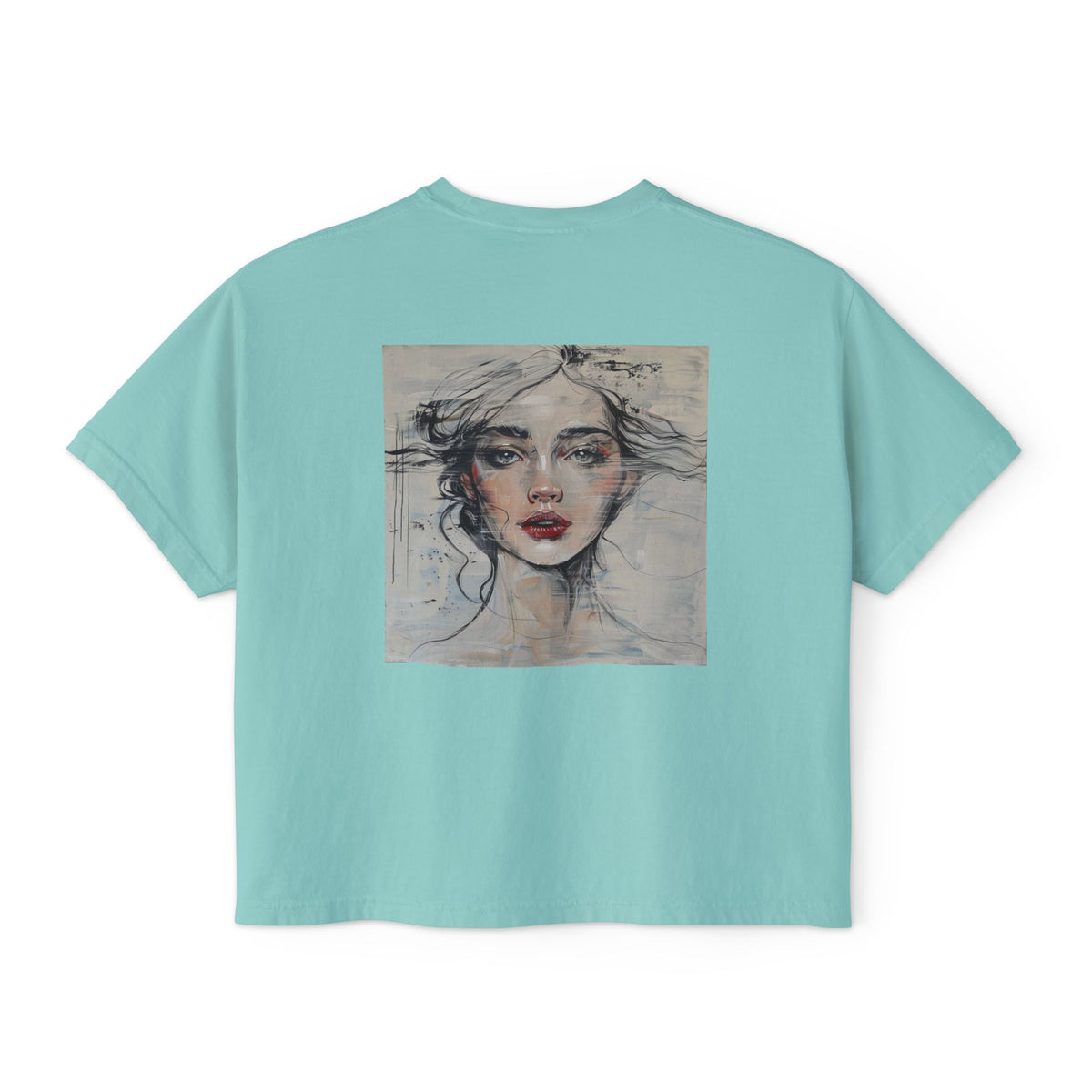 Artistic Women's Boxy Tee - Modern Graphic Top for Casual Style