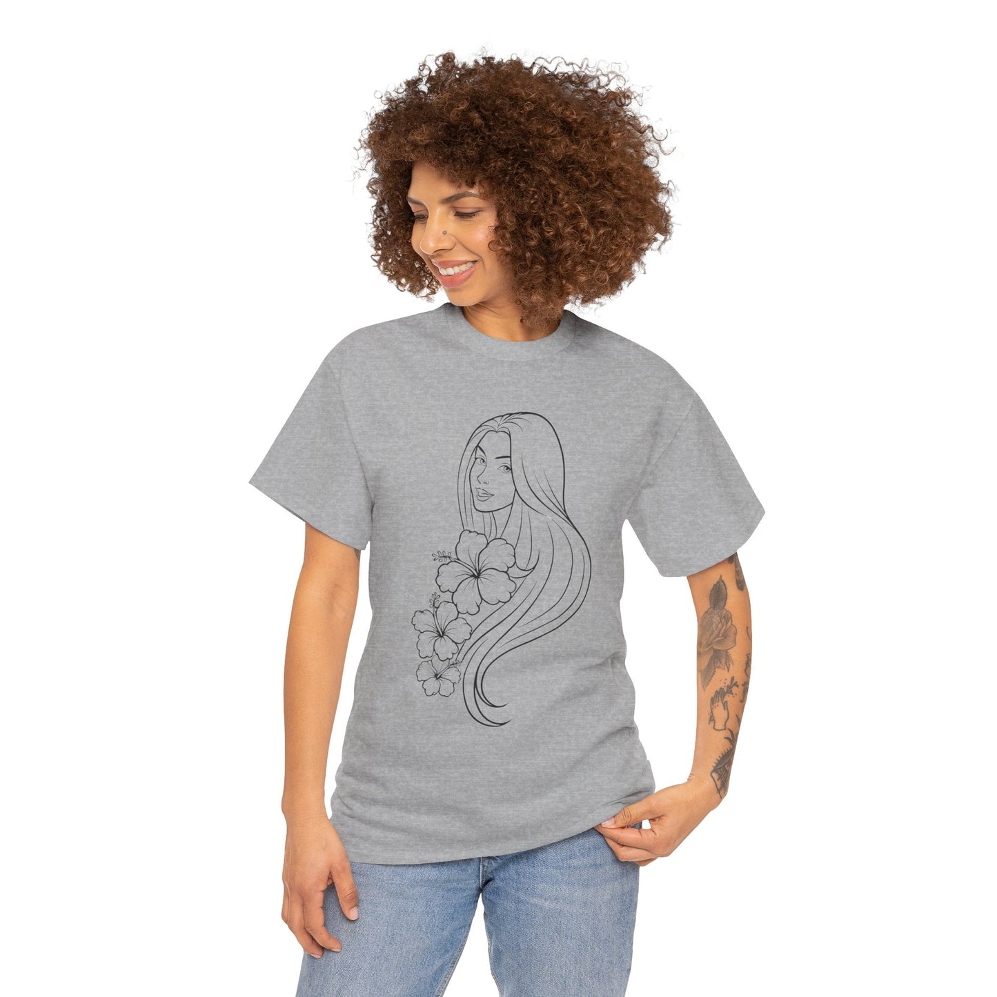Floral Princess Cotton Tee - Chic Casual Wear - Birthday Gift - Mother's Day Gift