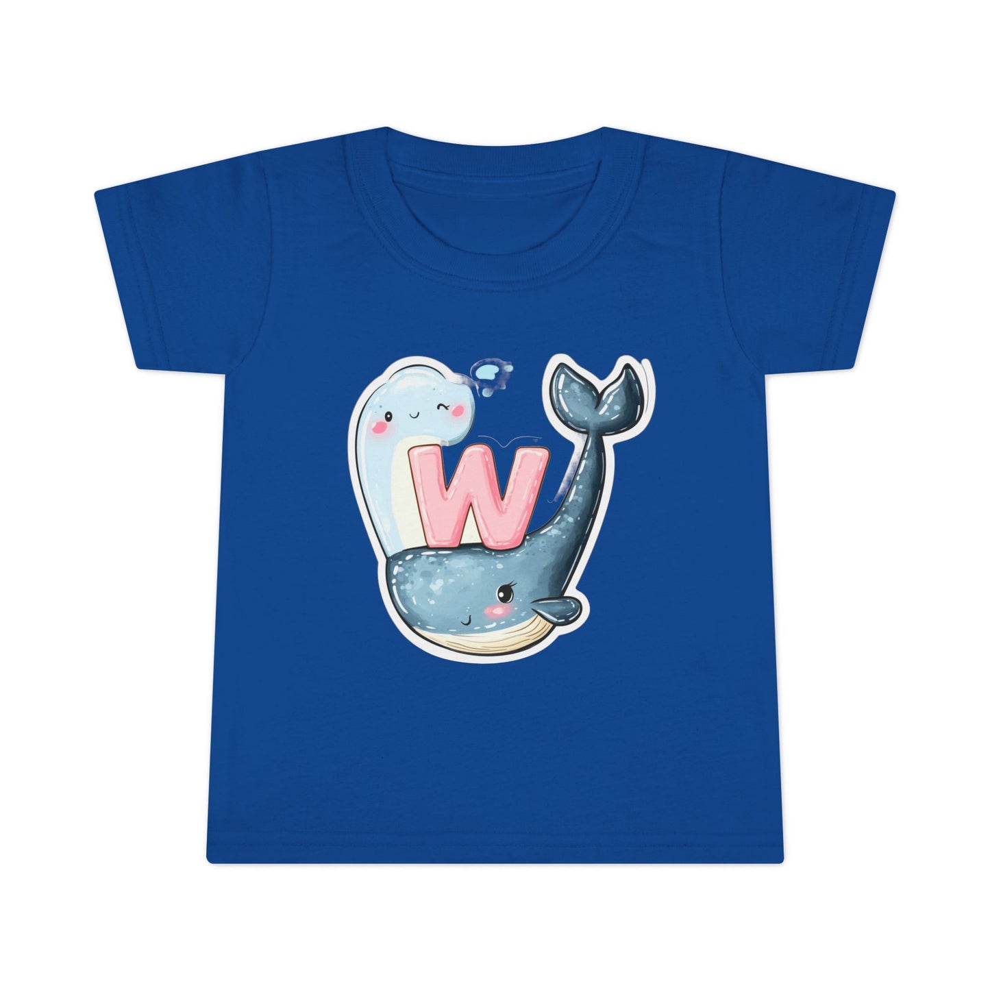 Cute Whale & Ghost Letter W Toddler T-Shirt – Fun Kids Apparel for Learning & Play