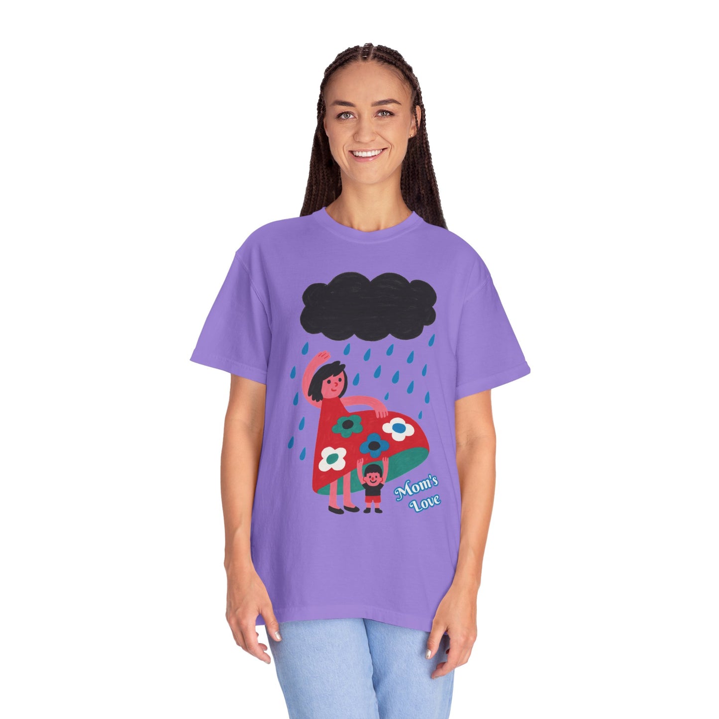Colorful Rainy Day Unisex T-Shirt - Whimsical Design Featuring Flowers & Clouds - Mother's day Gift - Birthday Gift