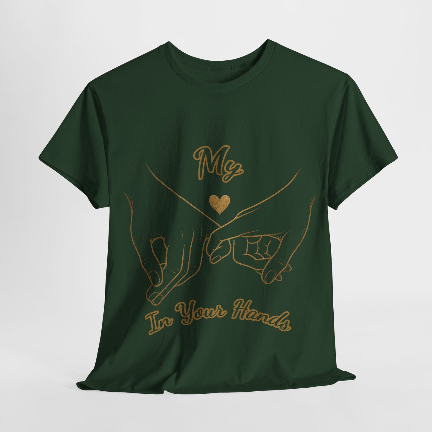 Cute Couples Unisex Heavy Cotton Tee - 'My Heart in Your Hands' design T-shirt