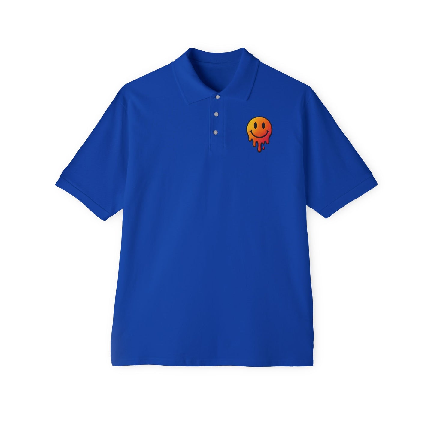 Smiley Face Men's Piqué Polo - Casual and Trendy Graphic Polo Shirt