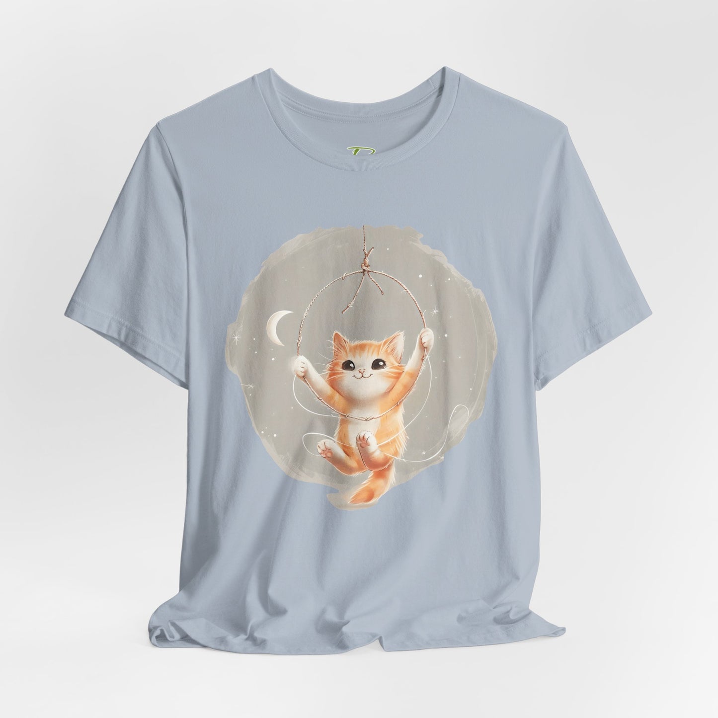 Cute Smiling Cat Cartoon T-shirt - Lightweight Fabric Tee