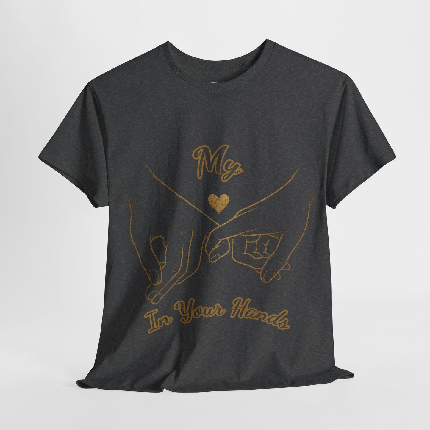 Cute Couples Unisex Heavy Cotton Tee - 'My Heart in Your Hands' design T-shirt