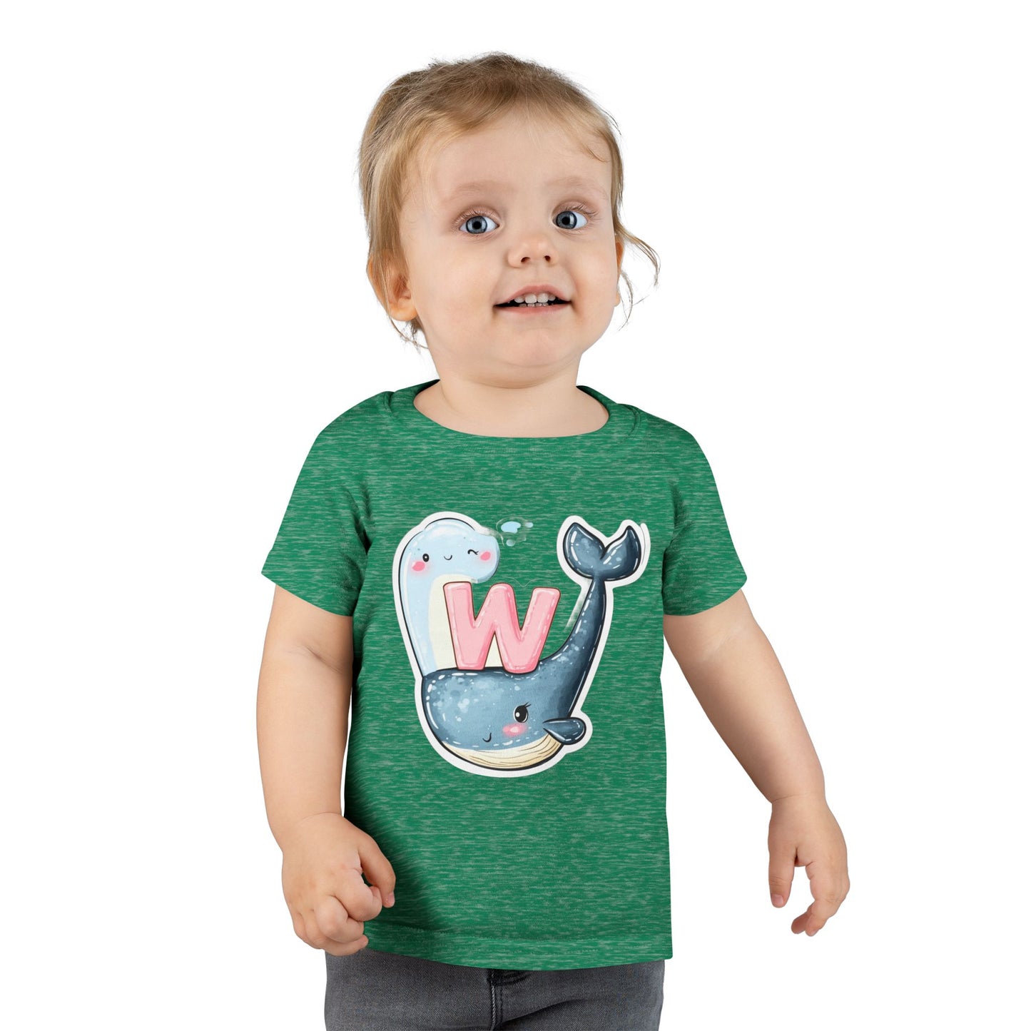 Cute Whale & Ghost Letter W Toddler T-Shirt – Fun Kids Apparel for Learning & Play