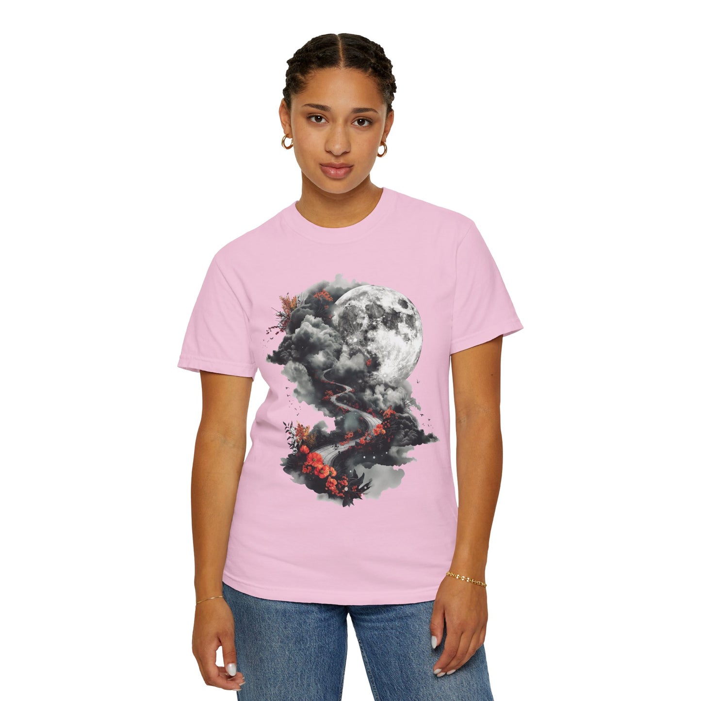 Artistic Moonlit T-Shirt - Soft Unisex Tee, Gift for Nature Lovers, Casual Wear, Boho Style, Handmade Gift