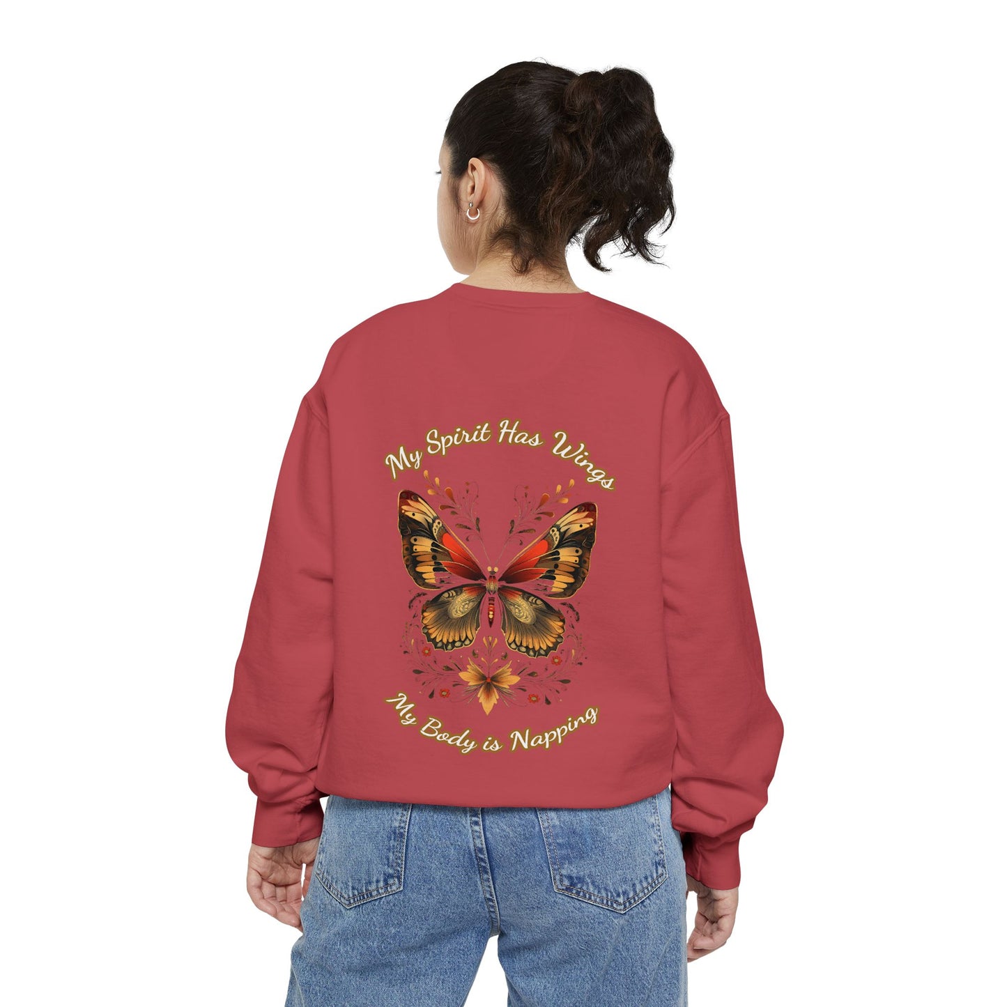 Butterfly Design Unisex Garment-Dyed Sweatshirt - Butterfly Sweatshirt