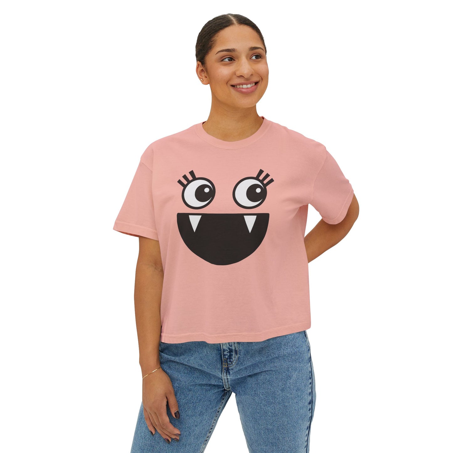 Cute Monster Women's Boxy Tee - Playful Graphic T-Shirt for Fun Style
