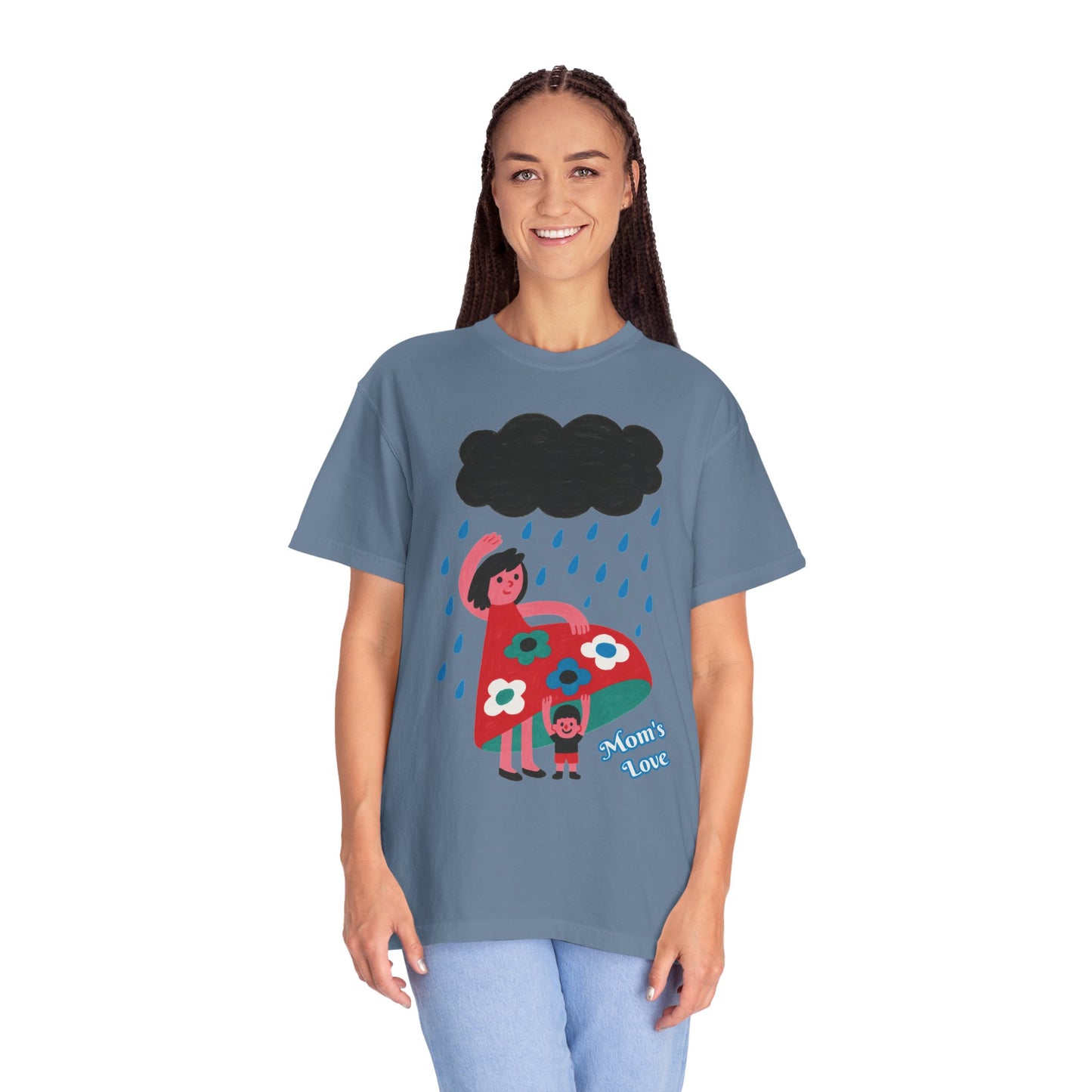 Colorful Rainy Day Unisex T-Shirt - Whimsical Design Featuring Flowers & Clouds - Mother's day Gift - Birthday Gift